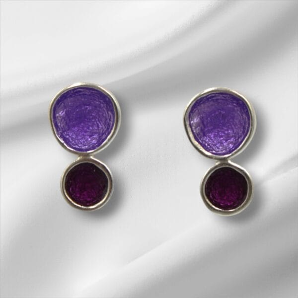 Σκουλαρίκια Ασήμι 925 Double Small Purple