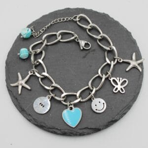Xειροποίητο Ατσάλινο Βραχιόλι με charms