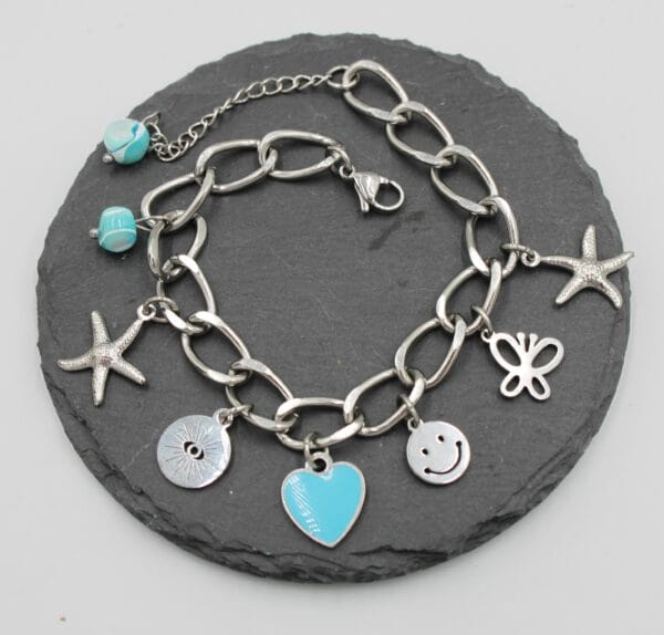 Xειροποίητο Ατσάλινο Βραχιόλι με charms